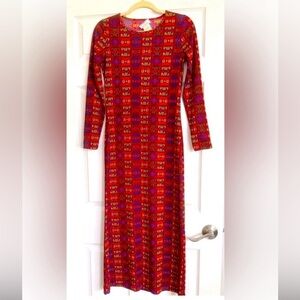 VINTAGE Alberta Ferretti MIX PRINT Long Sleeve MAXI DRESS “ GRUNGE VIBE”
